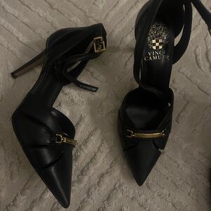 Vince Camuto Black Pointed Toe Strappy Heels
